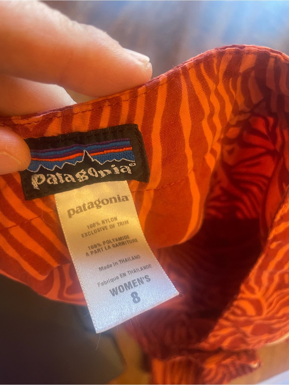 Patagonia Button Out Boardie Skirt Size 8 Rust Print Snap Nylon Beach Vintage - Picture 4 of 7